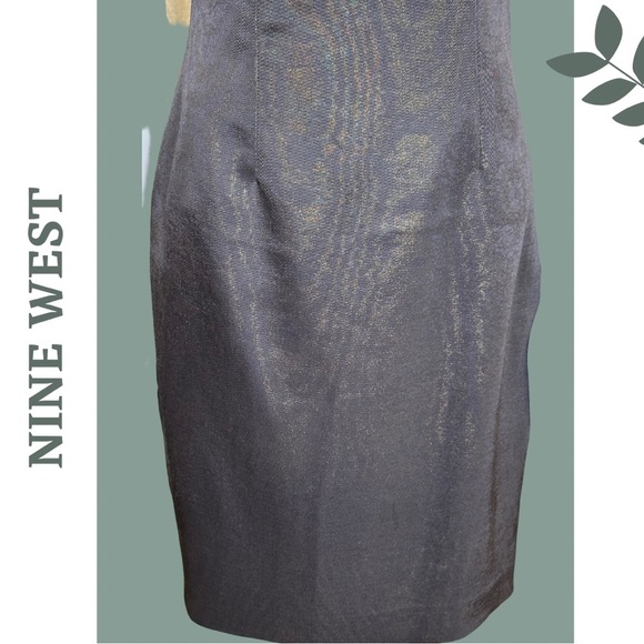 Nine West Mini Dress Grey Gold Spaghetti
Strap Rosette Flower Detail Size 6 - Picture 6 of 8